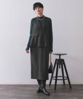 ペプラムデザインジャンパースカート【洗濯機OK