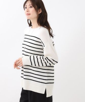 ゆったり着られる◎】ボートネックボーダーニット
