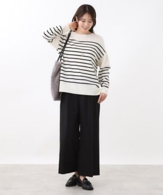 ゆったり着られる◎】ボートネックボーダーニット