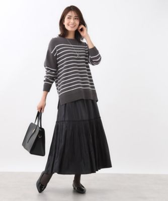 ゆったり着られる◎】ボートネックボーダーニット