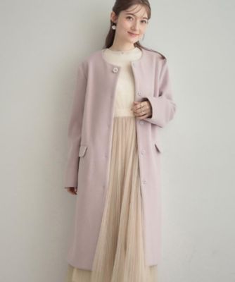 ＜COUTURE BROOCH (Women)＞【通勤／ビジューブローチ付き】ノーカラー　ロングコート（２００２５８４７９６）