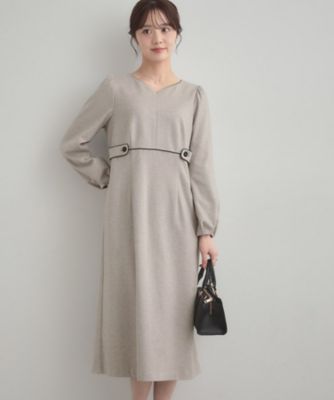 通勤・起毛ポンチ】配色Aラインワンピース（2002584800