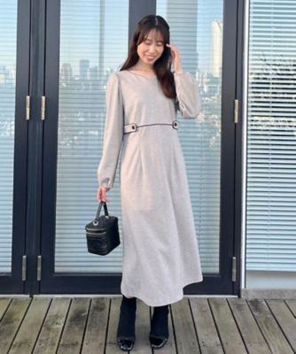 通勤・起毛ポンチ】配色Aラインワンピース（2002584800