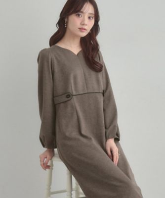 通勤・起毛ポンチ】配色Aラインワンピース（2002584800