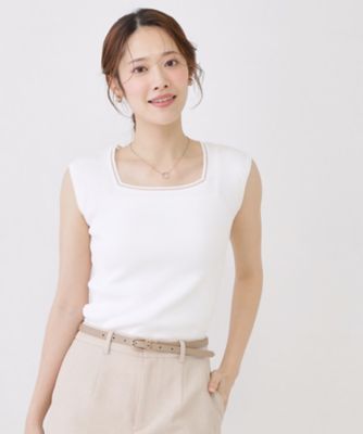 手洗い可】スクエアノースリーブトップス（2002585291