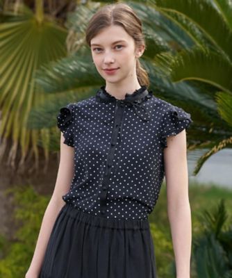 ＜DRESSTERIOR (Women)＞【ｏｔｏｎａＭＵＳＥ５月号掲載／着映え／ウォッシャブル】ドットプリントウィングスリーブブラウス（２００２５８５３００）