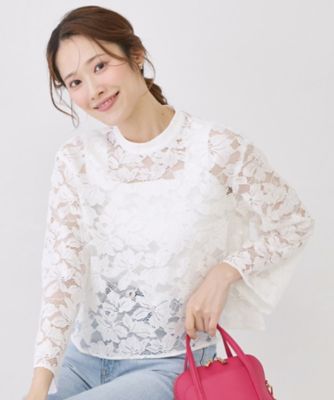 手洗い可】コットン混レースブラウス（2002585624） | COUP