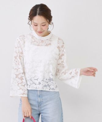 手洗い可】コットン混レースブラウス（2002585624） | COUP