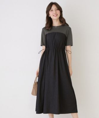 ＜COUP DE CHANCE (Women)＞【手洗い可】異素材ドッキングワンピース（２００２５８５６３７）