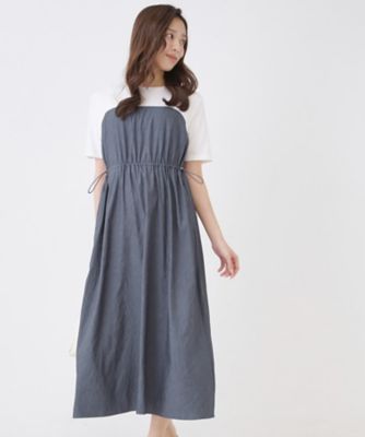 極美品　自由区　46 ドッキング　レース　七分袖　ワンピース グレー　伸縮性 手洗い可】異素材ドッキングワンピース（2002585637