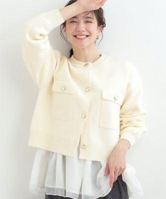 洗濯機可／S－LL】金ボタンがアクセント ニットカーディガン