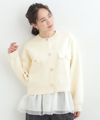 洗濯機可／S－LL】金ボタンがアクセント ニットカーディガン