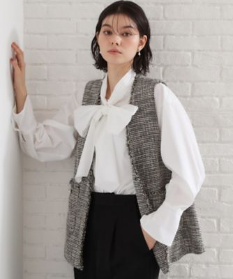 通勤・セレモニー】タックボウタイブラウス（2002586071