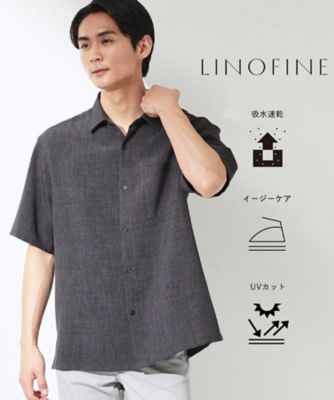 ＜THE SHOP TK (Men)＞【ＬＩＮＯ　ＦＩＮＥ】　リネンライク半袖シャツ　ＵＶカット／イージーケア／吸水速乾／洗濯機ＯＫ／セットアップ可（２００２５８６２３５）