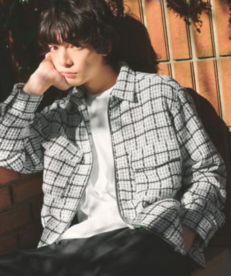 カジュアルに上品さをプラス】変わり織ツイードブルゾン 洗濯機OK