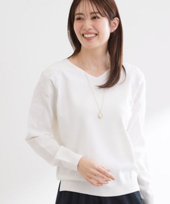 ＜Reflect (Women)＞レースデザインスリーブニットプルオーバー（２００２５８７７３９）