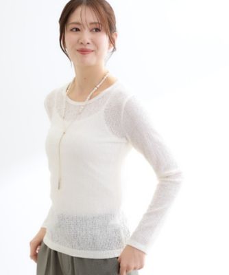 ＜Reflect (Women)＞【インナーにおすすめ◎】クルーネックレースジャージトップス（２００２５８７７４０）