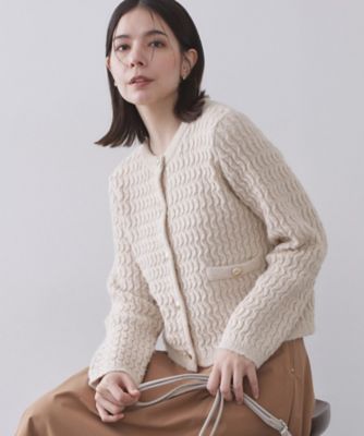 ＜OPAQUE.CLIP (Women)＞モヘヤタッチケーブル金ボタンカーディガン【洗濯機ＯＫ】（２００２５８７８４６）