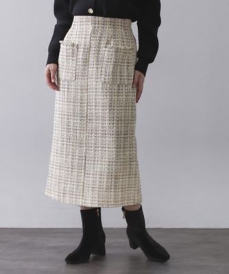 ＜OPAQUE.CLIP (Women)＞ファンシーツイードナロースカート【洗濯機ＯＫ】（２００２５８７８４７）