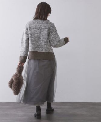 s.k.k　Pニット　グレー カラーMIXミドルゲージニット【洗濯機OK】（2002587849