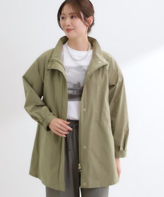 撥水】ストレッチタフタミドル丈スタンドカラーコート