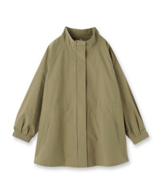 撥水】ストレッチタフタミドル丈スタンドカラーコート