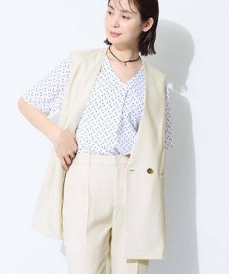 SETUP可能／快適／シワになりにくい】リネンライクジレ