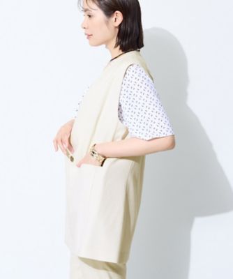 SETUP可能／快適／シワになりにくい】リネンライクジレ