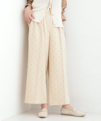 ＜SHOO LA RUE (Women)＞【Ｓ－ＬＬ】きれい見えも叶う　フロッキードットワイドパンツ（２００２５８８６８５）