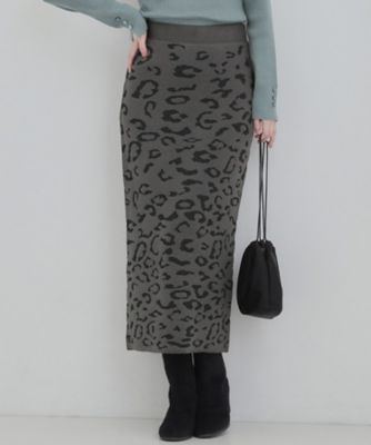 ＜SHOO LA RUE (Women)＞【Ｓ－ＬＬ】シンプルコーデが惹き立つ　レオパード柄ニットナロースカート（２００２５８８６８９）