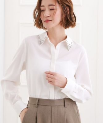 ＜GROVE (Women)＞ビジューカラー　とろみシャツ（２００２５８８７０５）