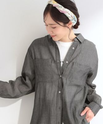 ＜SHOO LA RUE (Women)＞【ＵＶ／体型カバー／Ｓ－ＬＬ】お袖ゴム　柔らかシアーデニムシャツ（２００２５８８７３０）