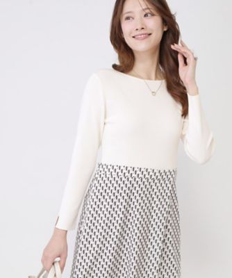 手洗い可】異素材ドッキングワンピース（2002588801