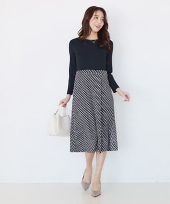 手洗い可】異素材ドッキングワンピース（2002588801