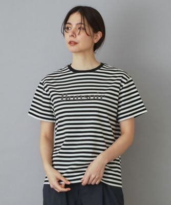 ＜DRESSTERIOR (Women)＞【接触冷感／抗菌防臭／消臭】アイスクリアコットンＢｏｎｓｏｉｒロゴボーダーＴシャツ（２００２５８８８８９）