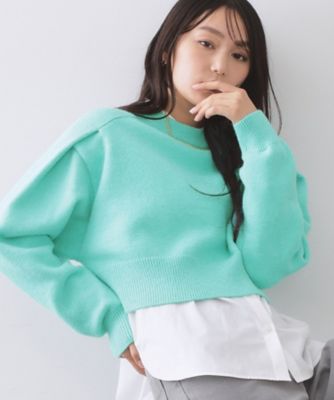 ショルダータックショートニット【洗濯機OK】（2002588962