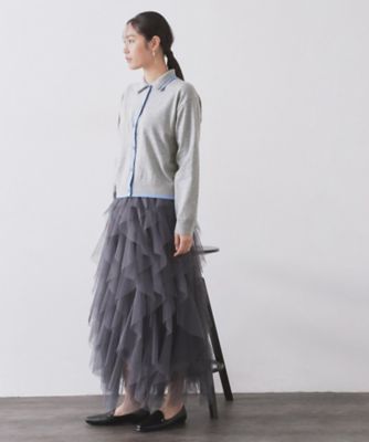 ダブルカラーポロ衿配色ニット【洗濯機OK】（2002588963