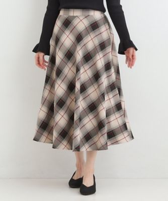 S－LL】立体感が際立つ モールチェックフレアスカート