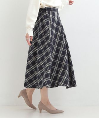 S－LL】立体感が際立つ モールチェックフレアスカート