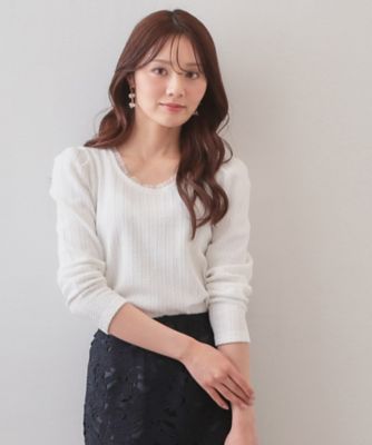 ＜index (Women)＞衿チュールデザインケーブルジャカードトップス【洗濯機ＯＫ】（２００２５８８９８６）