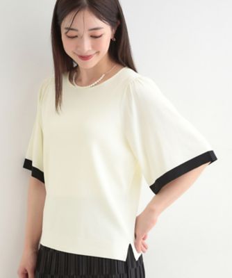 ＜SHOO LA RUE (Women)＞【毎日洗える／Ｓ－ＬＬ】大人フェミニンなひらり袖　二の腕が隠れる５分袖ニット（２００２５８９２０２）