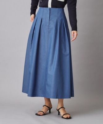 超希少　日本製 獄圧 極暖ニットロングスカート 青 美構築ライン 高級織生地 セール】 【洗える】ソフトティアードロングスカート(カーキ・ブルー