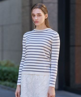 ＜DRESSTERIOR (Women)＞コットンフルニードルボーダーニット（２００２５８９３２２）