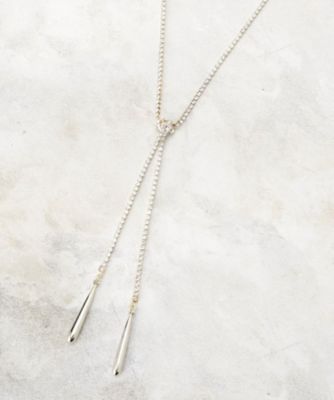 カットビーズ連続ステーション ロングネックレス（65cm