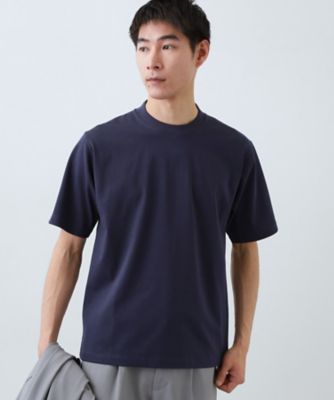 ダークネイビーTシャツM ジャケットインにおすすめ】ビジネス半袖Tシャツ 洗濯機OK／襟高