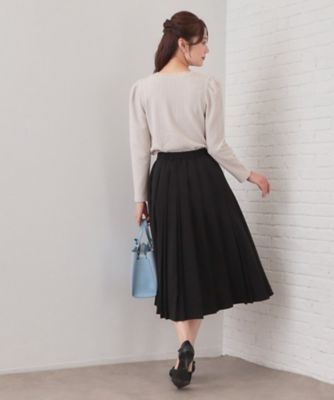 ビット付きダブルプリーツスカート【洗濯機OK／イージーアイロン