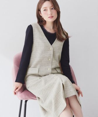 ＜index (Women)＞サマーツイード前開きジャンスカ【洗濯機ＯＫ／イージーアイロン】（２００２５８９３９５）
