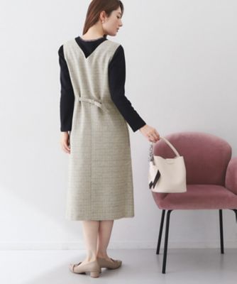 サマーツイード前開きジャンスカ【洗濯機OK／イージーアイロン