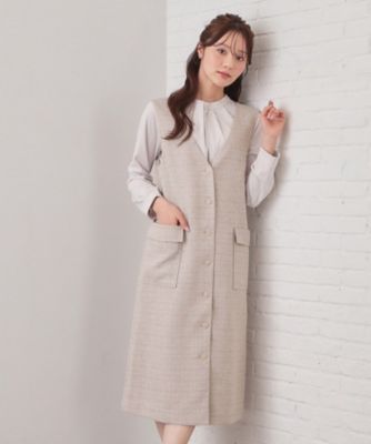 サマーツイード前開きジャンスカ【洗濯機OK／イージーアイロン