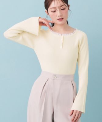 ＜index (Women)＞ヘンリーネックフレアスリーブニット【洗濯機ＯＫ】（２００２５８９３９６）